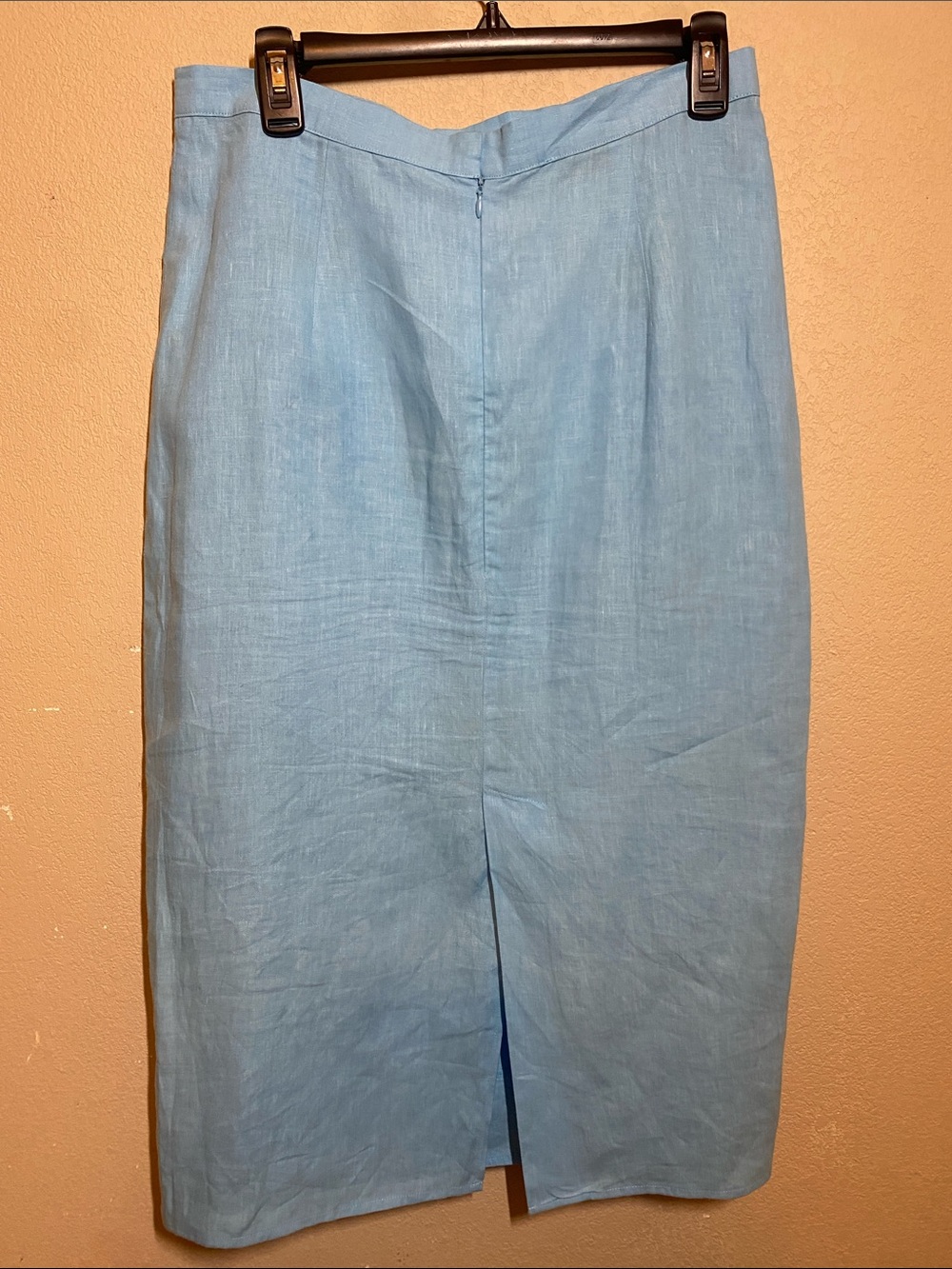 Fanm Mon Marion Light Lagoon Blue Linen Skirt Butterfly Embroidery - Picture 5 of 7
